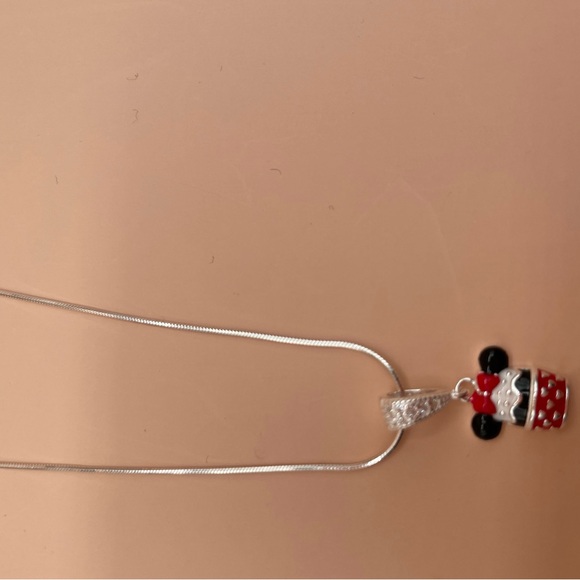 Silver Necklace with Red and Black Pendant